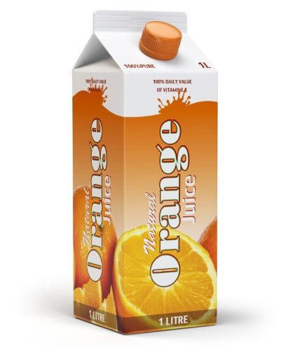 orange juice carton cardboard box pack isolated on PDS93JT Personalizado